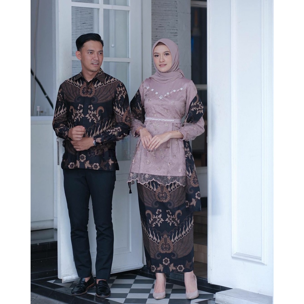Batik Nafastore Sarimbit Batik Couple Keluarga Set Couple Arunika Rose Kebaya Wisuda