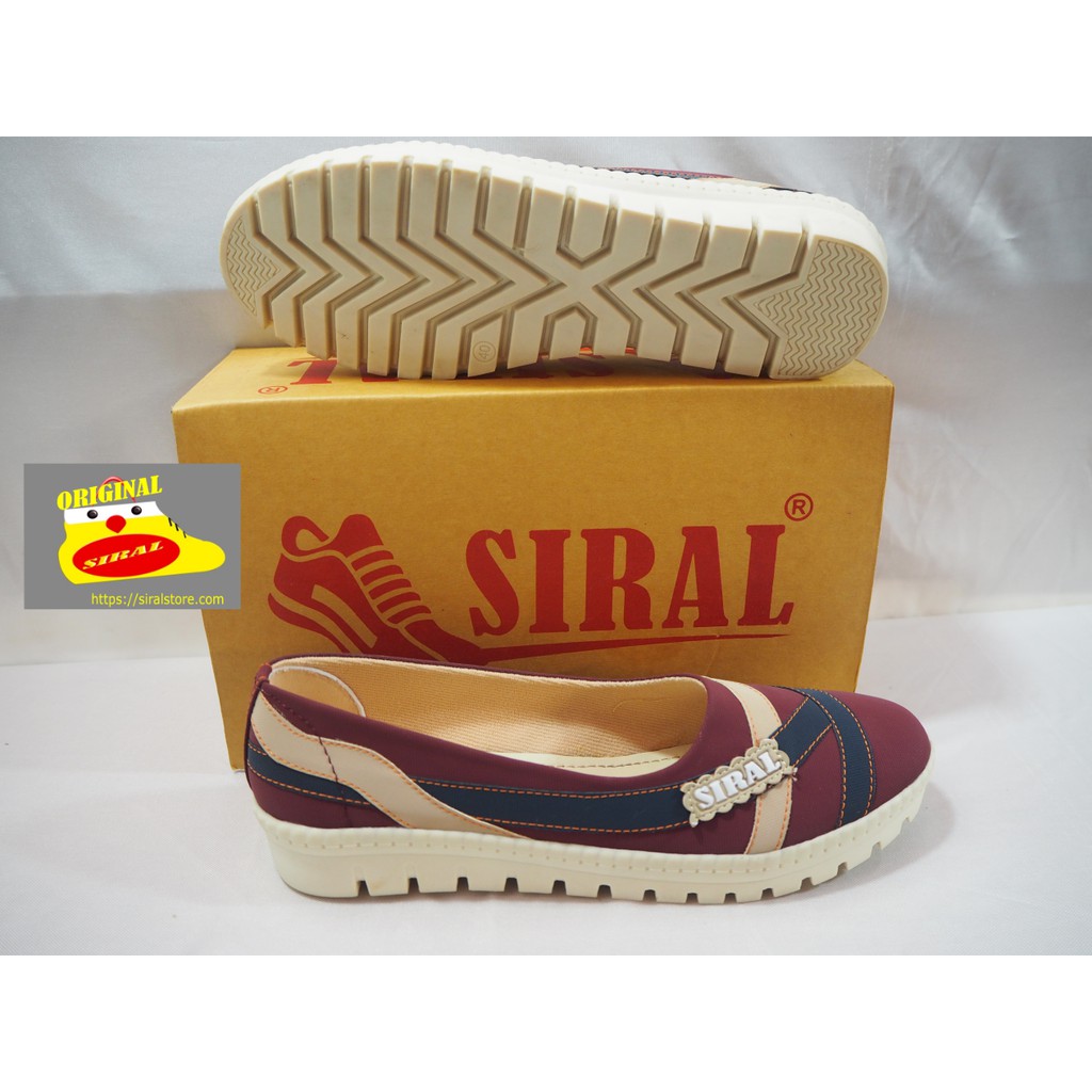 Sepatu Slip On Motif Garis Warna Maroon S01R01B1 / Sepatu Wanita / Sepatu Slip On / Sepatu Flat