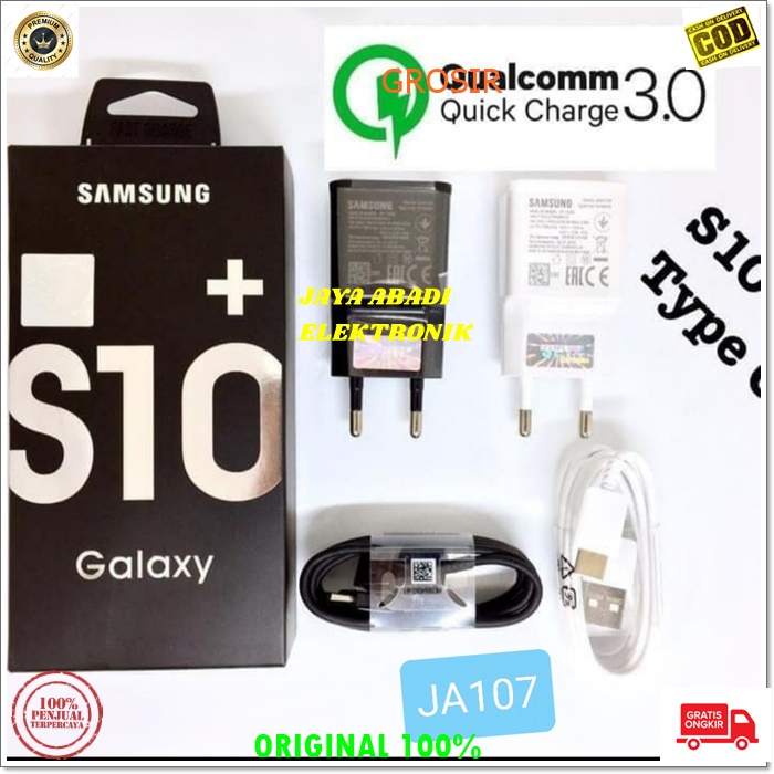 J107 SAMSUNG S10 ADAPTOR CHARGER SATU SET USB TYPE C TEBAL CASAN SUPPORT FAST CHARGING TRAVEL ADAPTER ANDROIT CHARGE SMART SPEED QUICK CHARGE QUALLCOMM MULTI UNIVERSAL ORIGINAL BISA UNTUK SEGALA JENIS MERK HANDPHONE ANDROIT YANG MENGGUNAKAN TYPE C