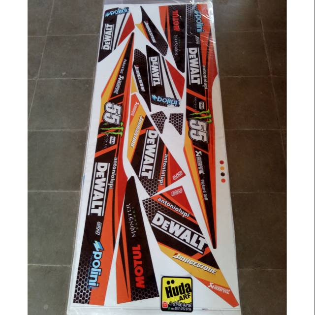 Striping lis sticker variasi yamaha FIZR "DEWALT" merah & hitam