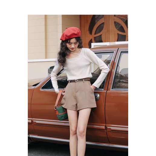 CELANA PENDEK SHORT PANTS HIGHWAIST FREE BELT MX871