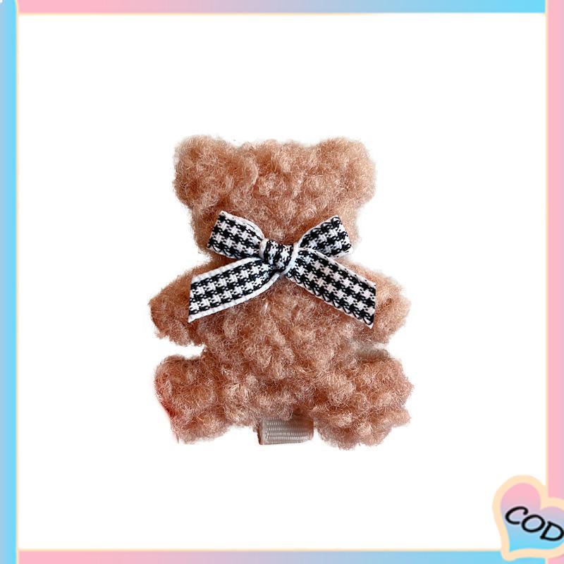 COD❤️ Plush Bear Jepit Rambut Lucu Sisi Klip Aksesoris Rambut Jepit Rambut-A.one