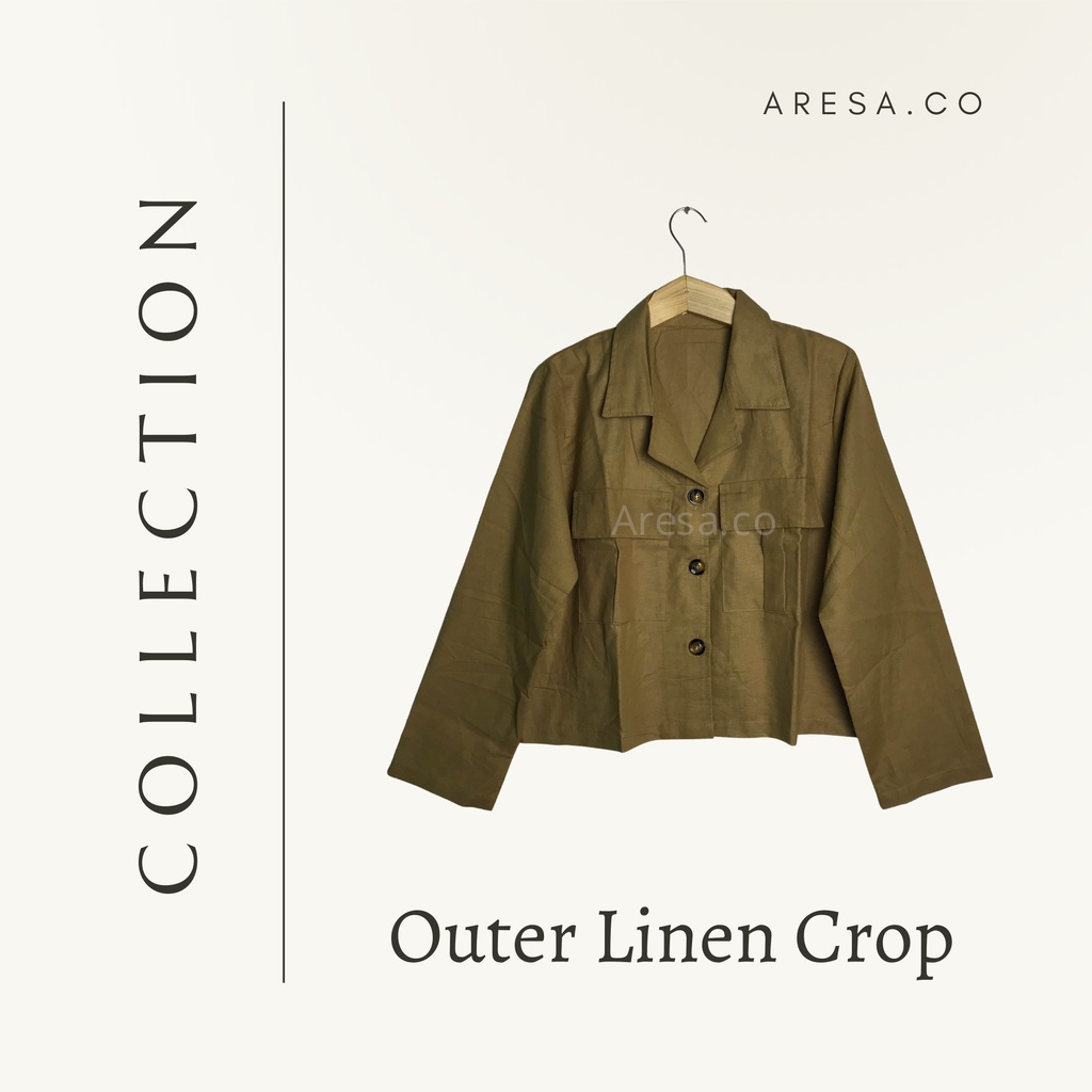 outer wanite kemeja linen crop shirt