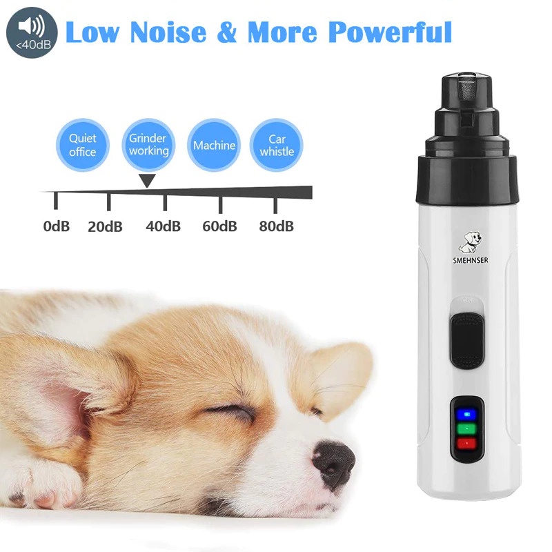 SMEHNSER Gunting Kuku Anjing Kucing Elektrik Charging Pet Nail Grinder Polisher - M1 - White