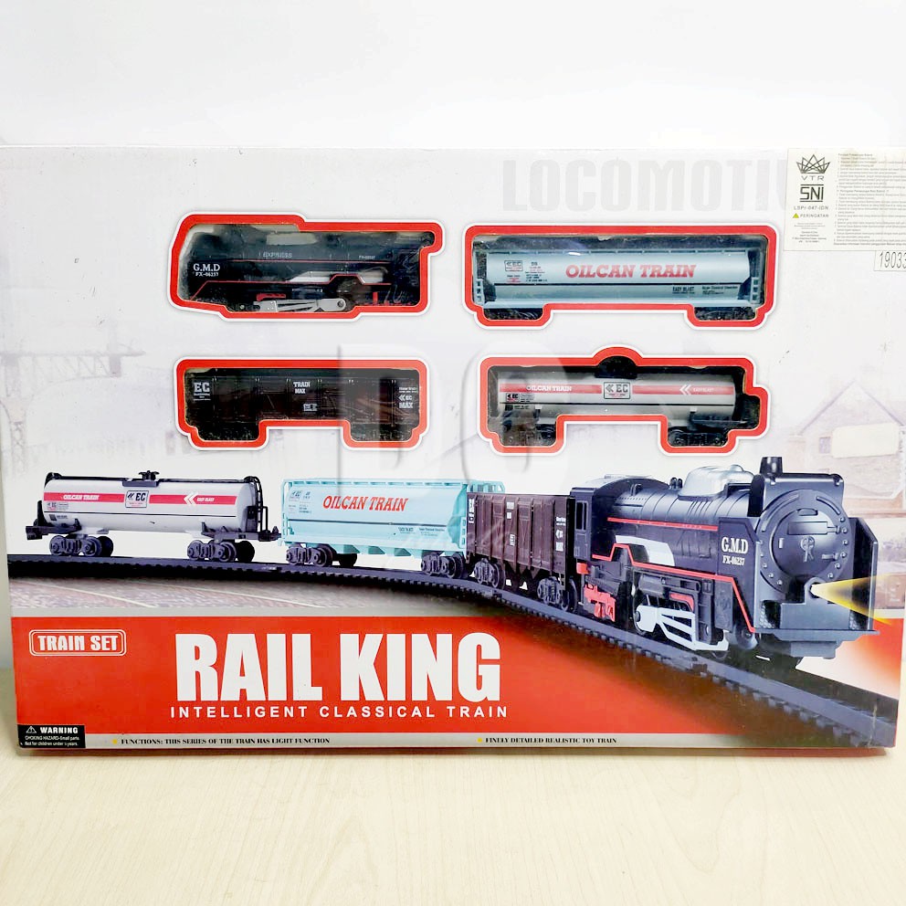 Kereta Api Rail King 19033-2 Intelligent Classical Train Lampu Lokomotif Bisa Nyala