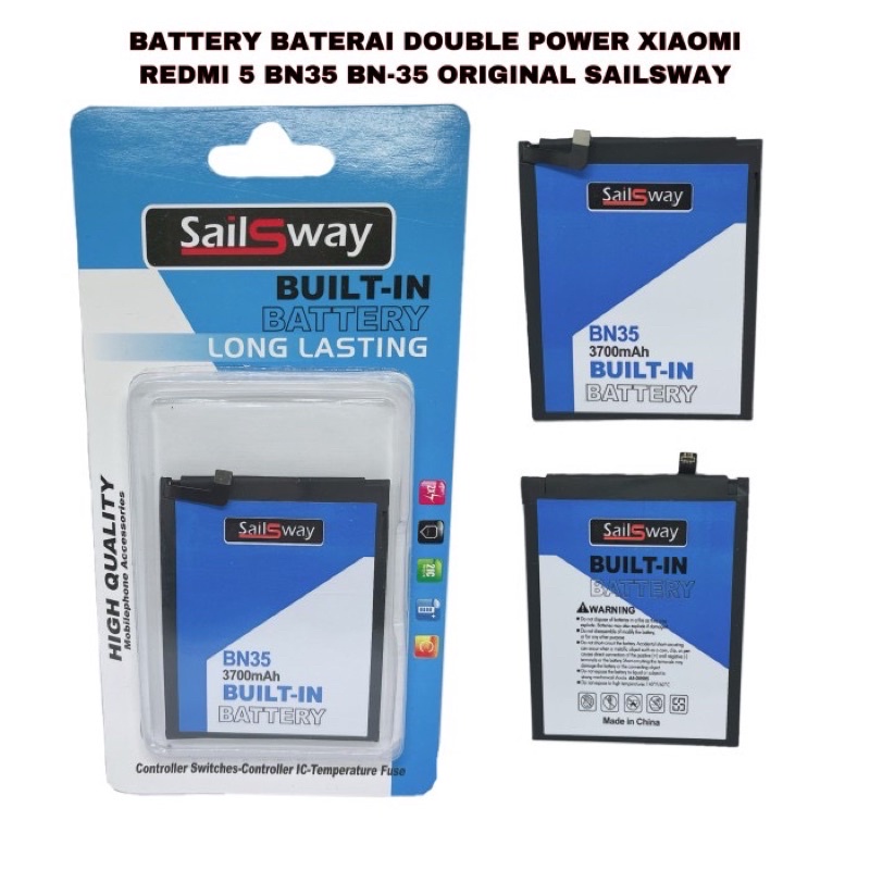 BATTERY DOUBLE POWER XIAOMI REDMI 5 BN-35 ORIGINAL SAILSWAY