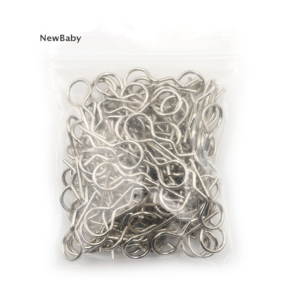 100pcs Klip Pin Shell Badan Bahan Stainless Steel Untuk 1 / 10 1 / 16 RC HSP