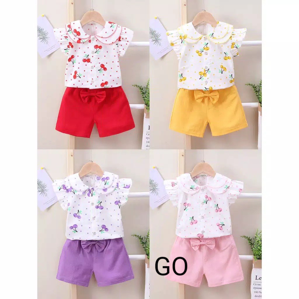 gos CHERRY LIKE 2504 EBV setelan baju anak bayi perempuan import 6bulan - 4tahun