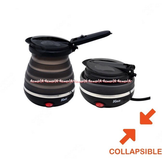 Kris Travel Kettle Black 600ml Teko Listrik Travelling Bisa dilipat Foadable Hitam Ketel