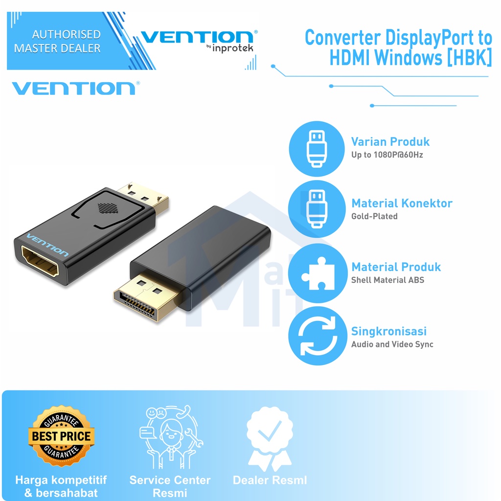 ( Bisa Cod ) Vention Converter DisplayPort DP to HDMI Windows HBK HBM