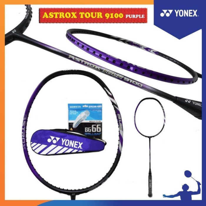 NEW YONEX ASTROX TOUR 9100 AX9100 AX 9100 RAKET BADMINTON ORIGINAL - PURPLE, UPGRADE 66 UM