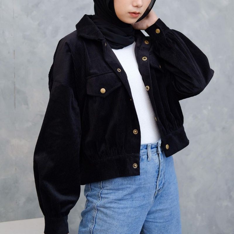 Corduroy Jacket by edmee-Hitam