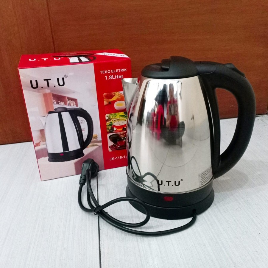 Teko Kettle Ceret Pemanas Jug Listrik UTU 1,8 Liter Stainless