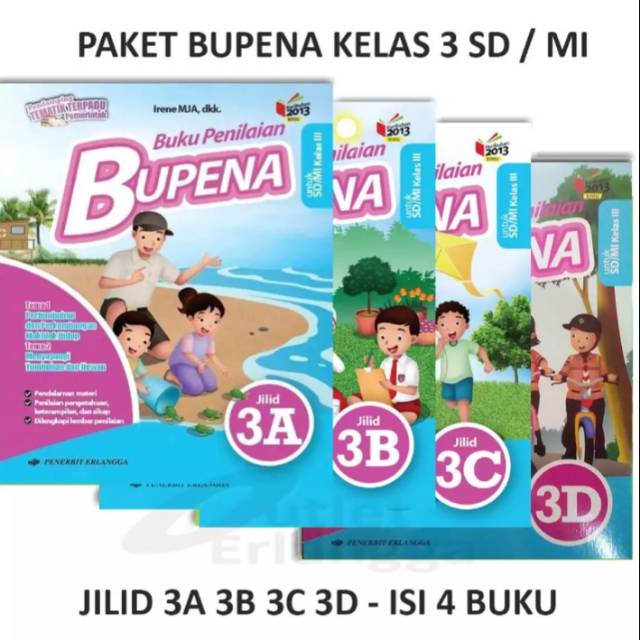 Harga satu paket buku penilaian BUPENA k13 Erlangga kelas 3ABCD edisi terbaru