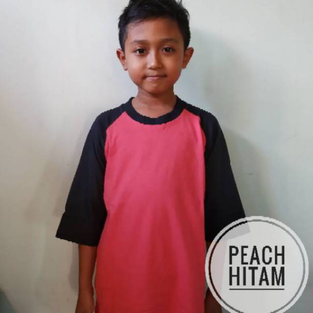 Peach hitam/ kaos raglan anak