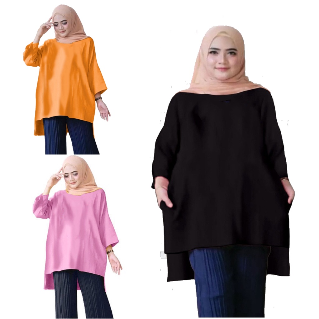 Tunik Jumbo Polos  / Atasan Muslim Wanita XL, XXL