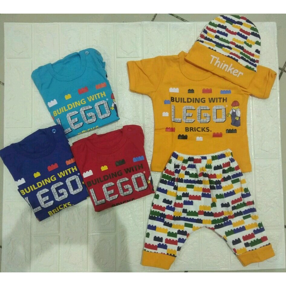 Baju Bayi Laki Laki Setelan Topi Lucu - Lego Baby