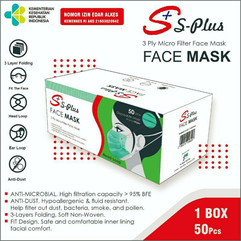masker Kemenkes merk/S+Plus