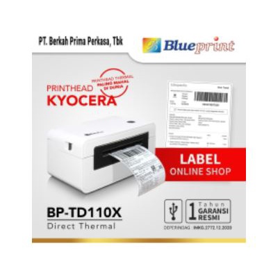 Printer thermal barcode label Blueprint wired usb b 2.0 203dpi 110mm bp td-110x td110x