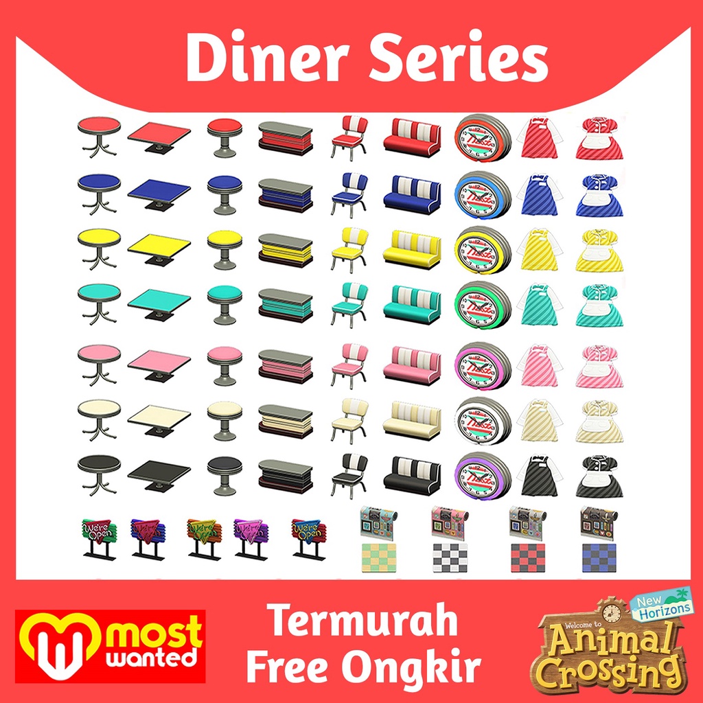 Diner Set Furniture Animal Crossing New Horizons Item Items Ruang Makan  Restoran