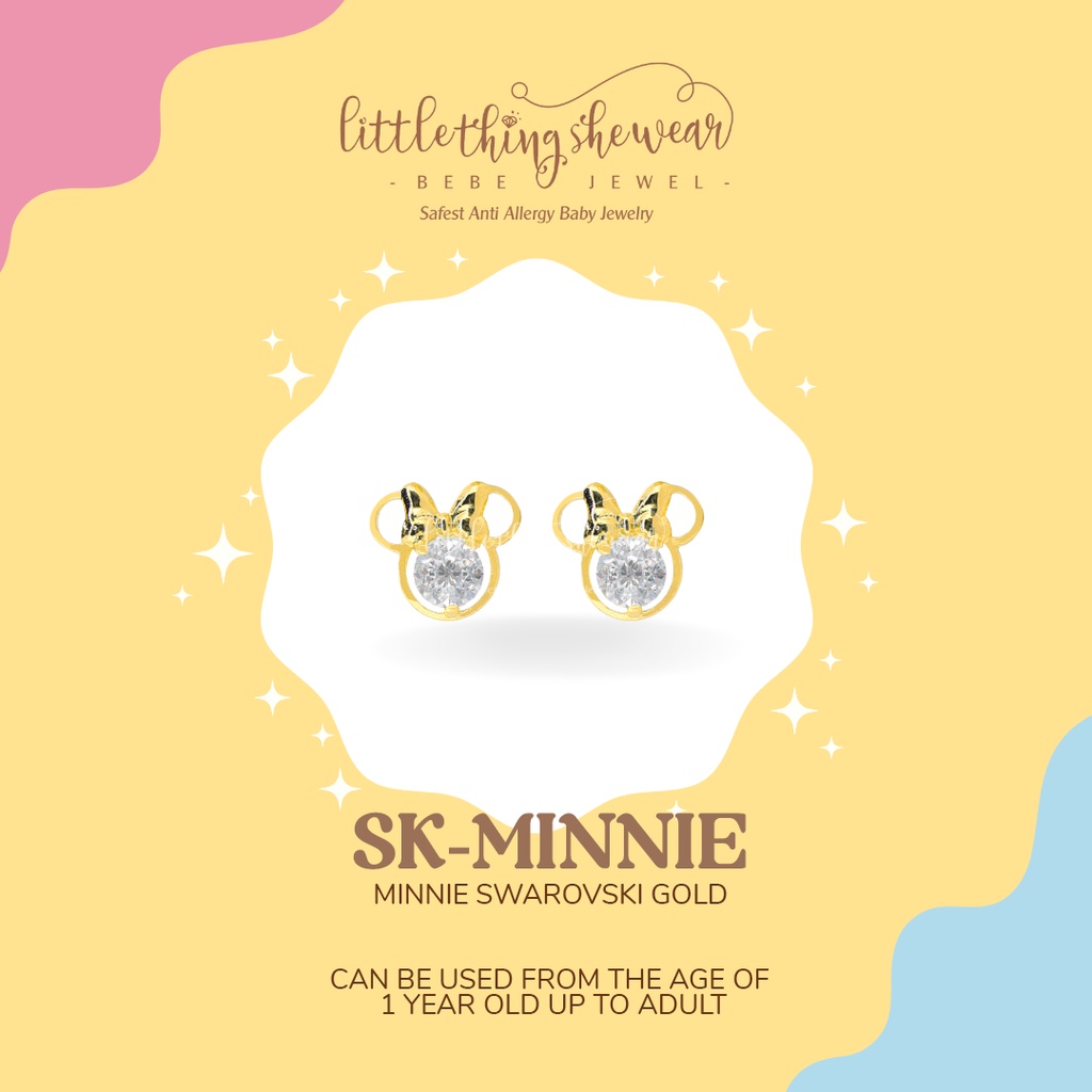 Anting Anak Littlethingshewear Minnie Swarovski Gold Toddler SK-MINNIE 0,6gr