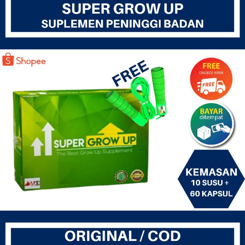 

SUPER GROW UP!!! Promo Peninggi Badan, Terbaik 2-6hari Naik 3-4Cm, 100% Original pket 10susu+60kpsul