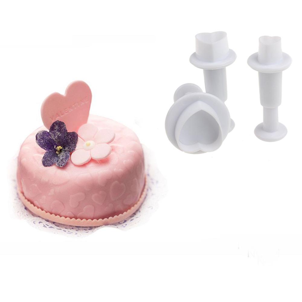 Suyo 3Pcs / set Cetakan Fondant Bentuk Hati Untuk Dekorasi Kue DIY