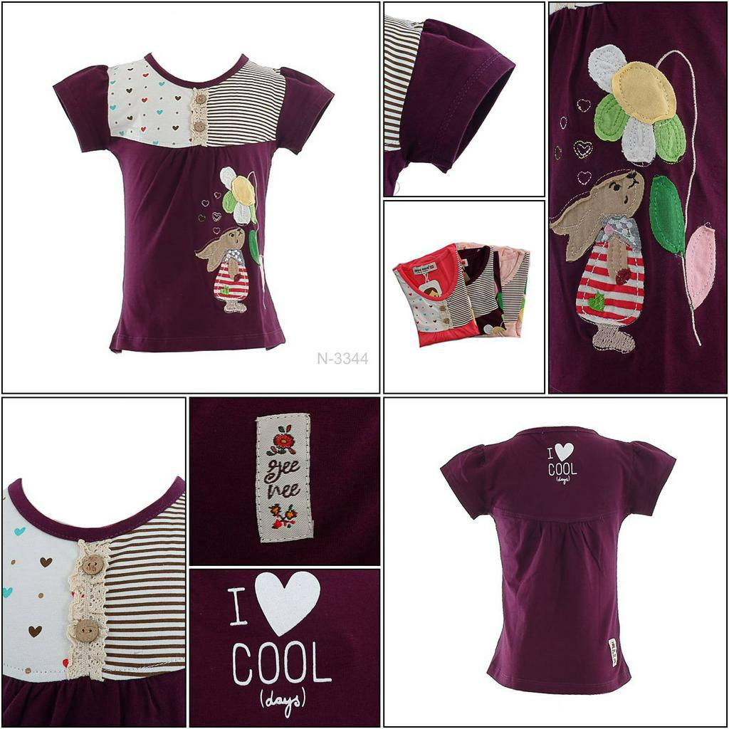 [014003344] Kaos Oblong Anak Cewek Lengan Pendek Geenee