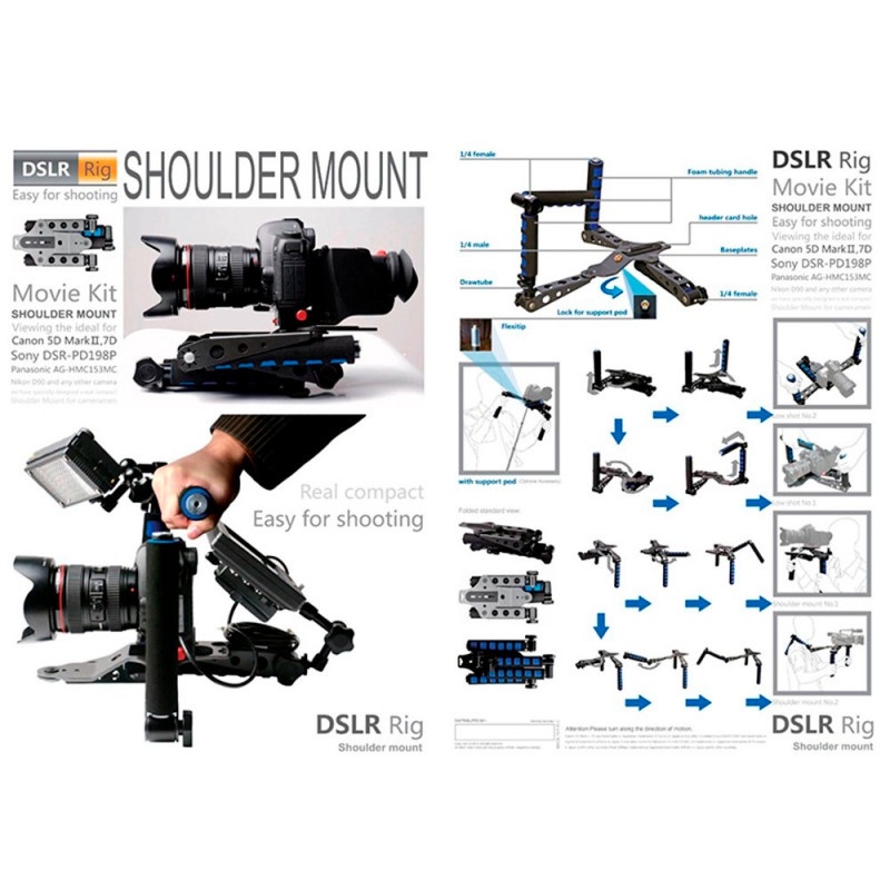 Stabilizer Kamera Rotatable Adjustable Foldable Shoulder Mount Rig