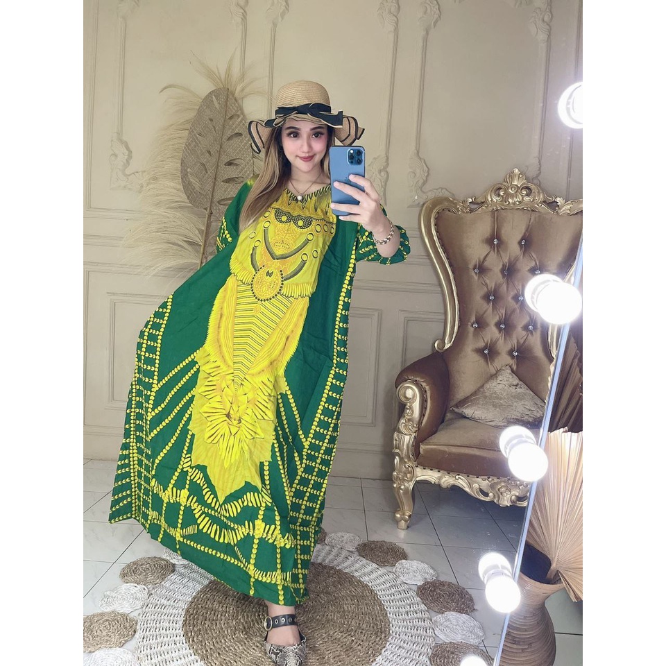 DASTER KAFTAN JUMBO LD 160 CM DASTER ARAB KELELAWAR LENGAN PANJANG PB 138 TIEDYE CAP BUSUI-5 kaftan print