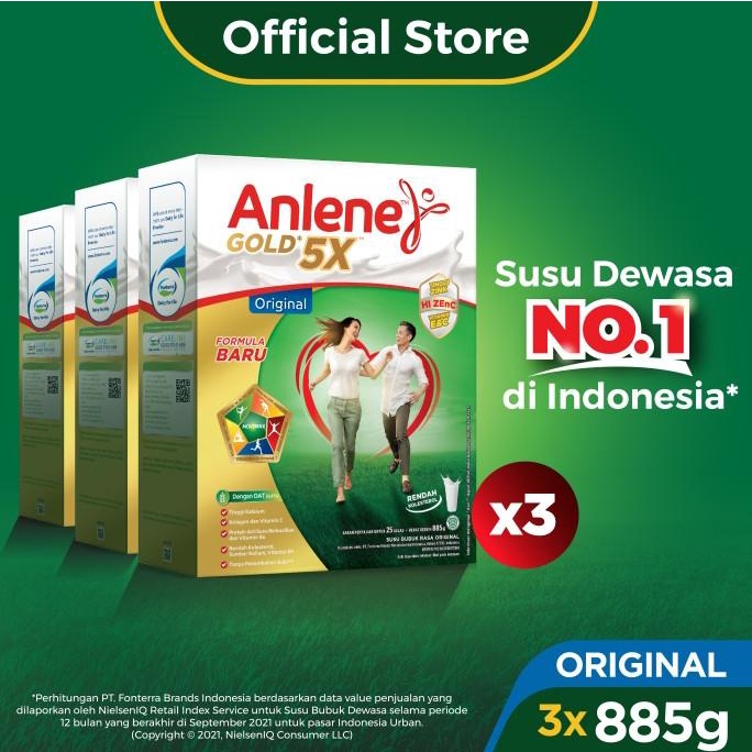 

(BISA COD) Anlene Gold 5X Susu Bubuk Original 3 x 885g-Tulang, Sendi & Otot PRODUK TERBATAS Kode 1396