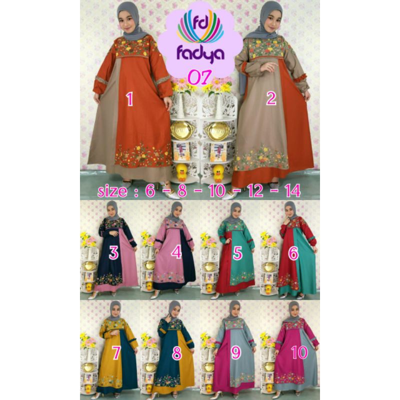 setelan fadya/setelan anak katun bordir/setelan anak muslim fadya 07 NON HIJAB