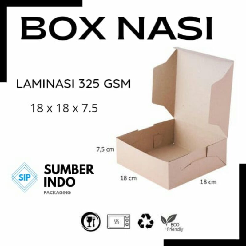 BOX NASI & KUE KRAFT LAMINASI 18x18x7,5cm