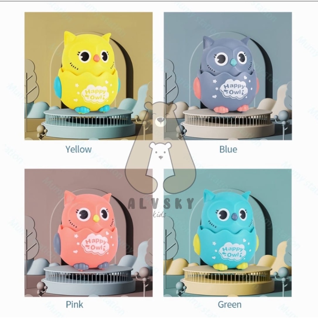 MAINAN HAPPY OWL TUMBLER RODA RATTLE KARAKTER OWL BURUNG HANTU / PULL BACK OWL ANIMAL / MAINAN ANAK BURUNG HANTU BERJALAN OWL TOYS TANPA BATERAI