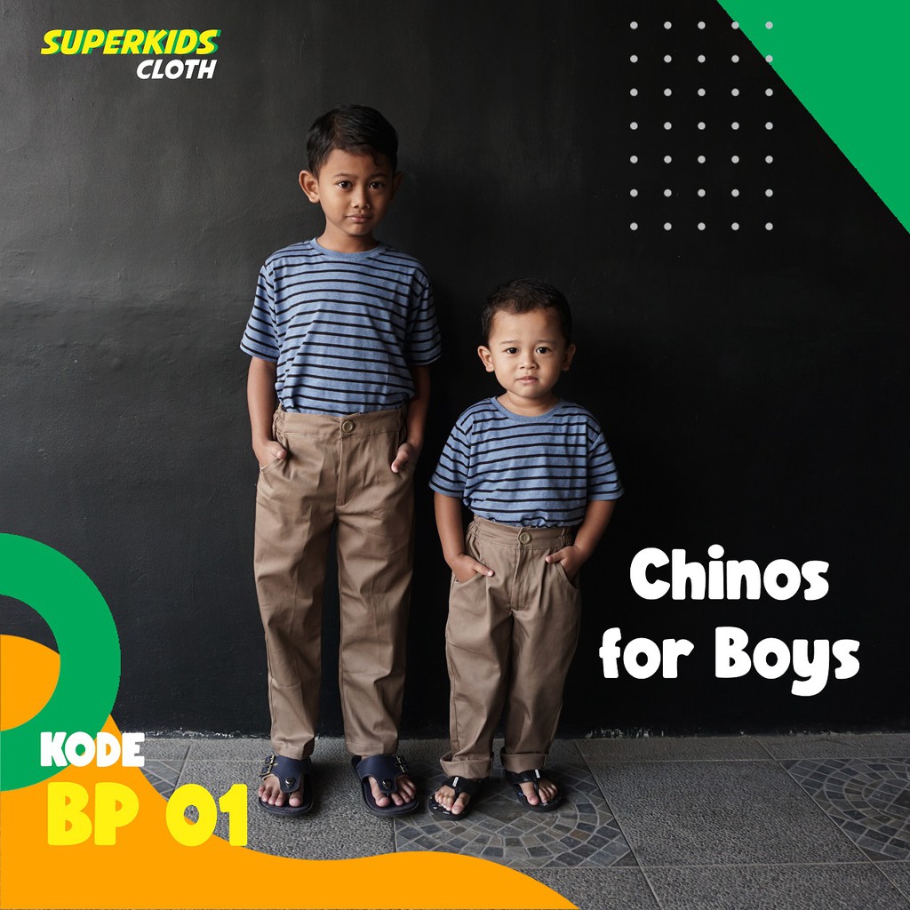 Celana Anak Laki Laki Chinos Chino Mocca Tua Panjang 1 - 8 Tahun