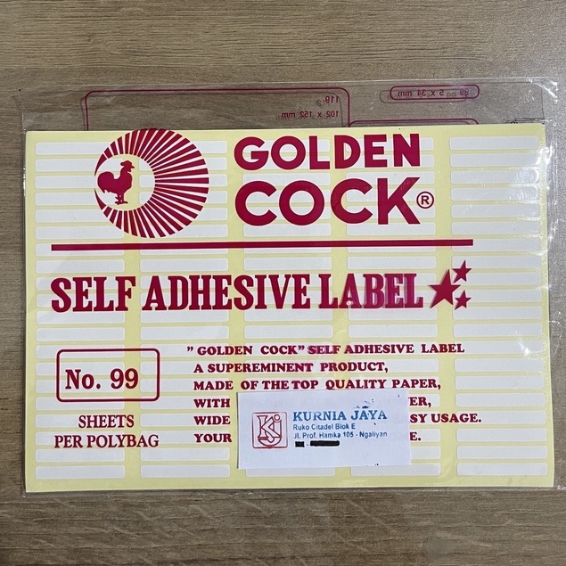 GOLDEN COCK Label No. 99 - Self Adhesive Label 99 - Correction Sticker - Tip - ex Kertas
