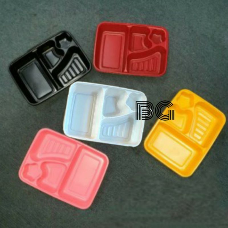 Tray Bento / Mika Bento Warna Sekat 4 ( Hitam, Putih, Merah, Pink & Kuning)