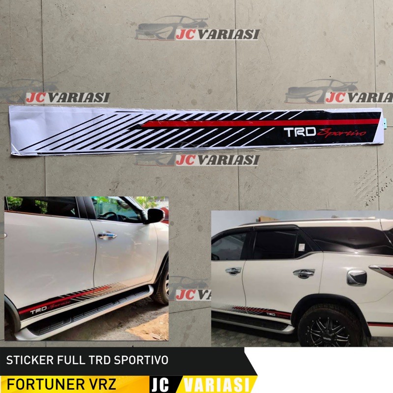 STICKER STIKER LIST BODY MOBIL SAMPING FORTUNER TRD VRZ 2021 HITAM