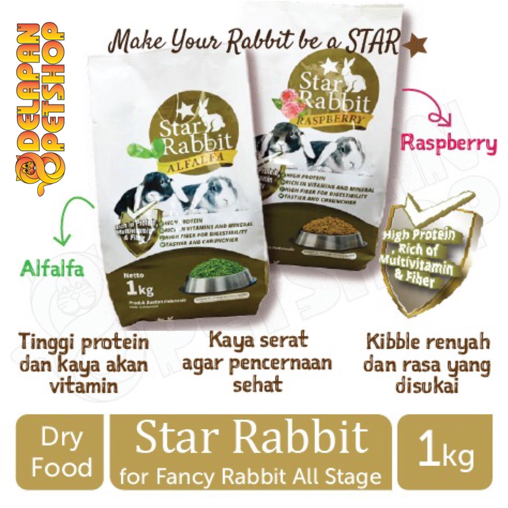 Star Rabbit 1 Kg All Stage / Premium Rabbit Food / Pakan Pelet Kelinci