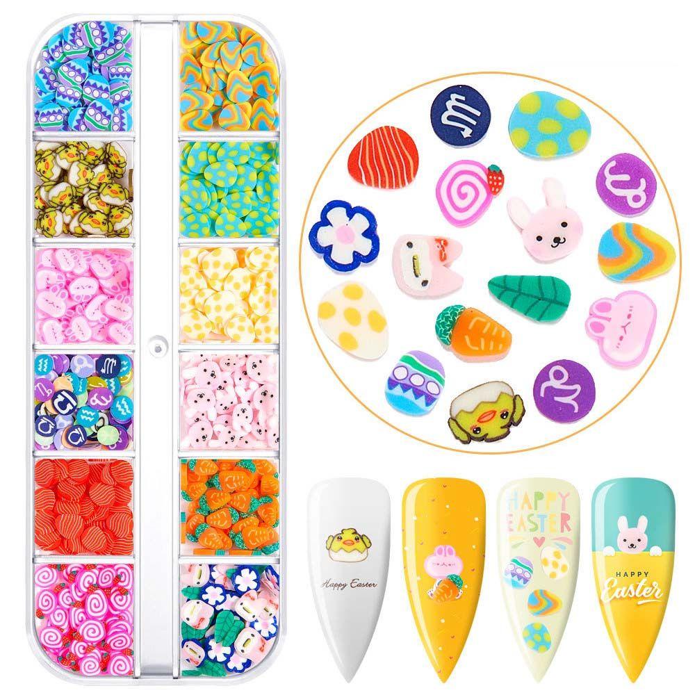 Mxbeauty Easter Dekorasi Kuku Lucu Lembut Telur Manicure Nail Art Charms Bunny Kartun Perhiasan Kuku