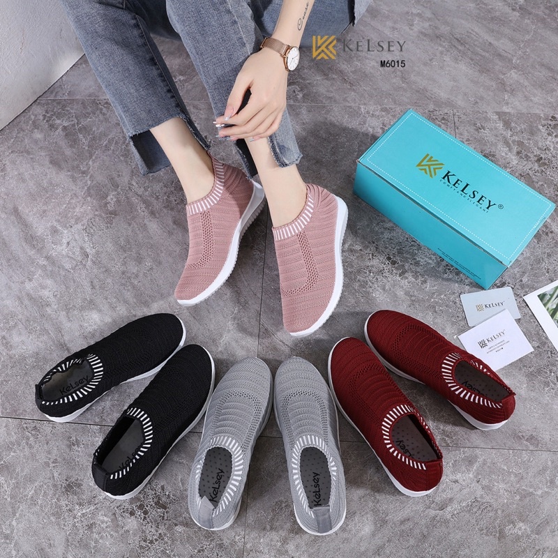 Nicole Sepatu Sneakers  Flyknit Shoes 4cm Wanita Kelsey M6015