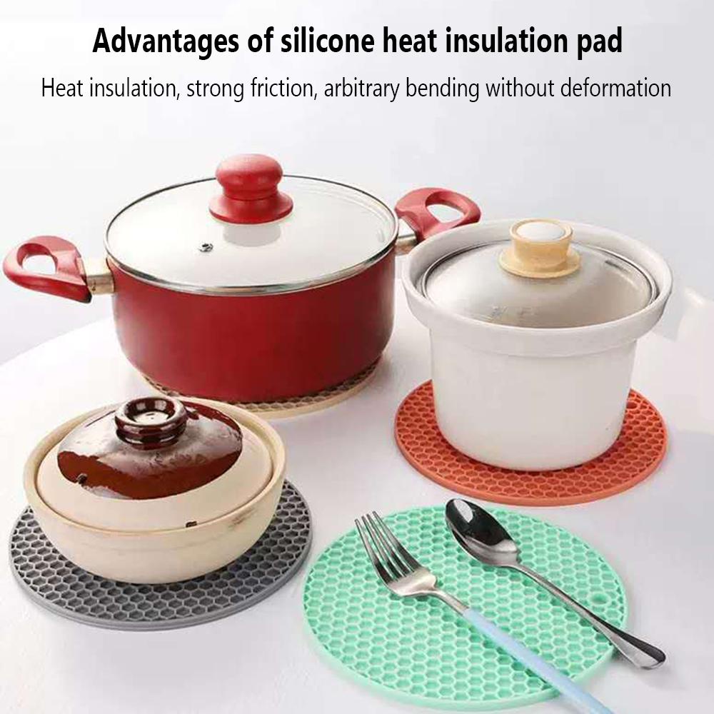 Top 2pcs Heat Insulation Mat Home Non-slip Round Pot Holder Tatakan Meja