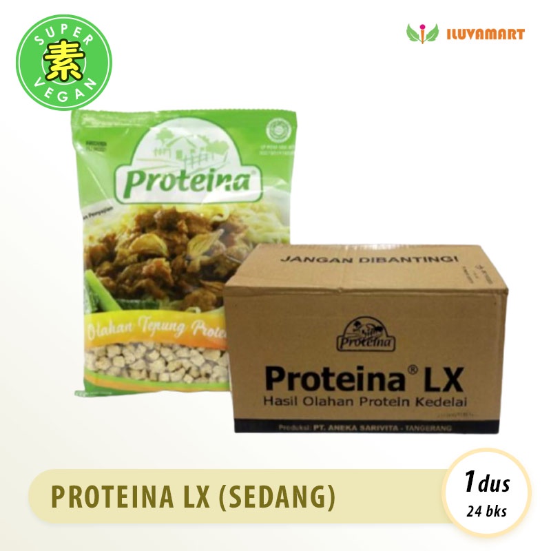 

Proteina LX Sedang / DUS isi 24 bks per Karton Daging Protein Kedelai Protena [KHUSUS GROSIR]