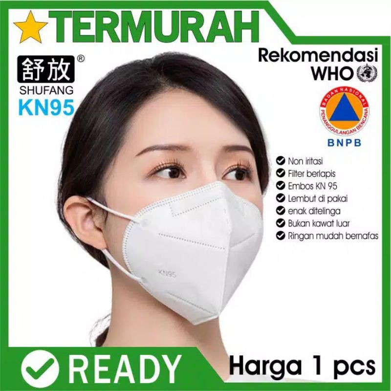 Harga 1 Box ( 10 pcs) Masker KN95 One care import face mask 1 Box