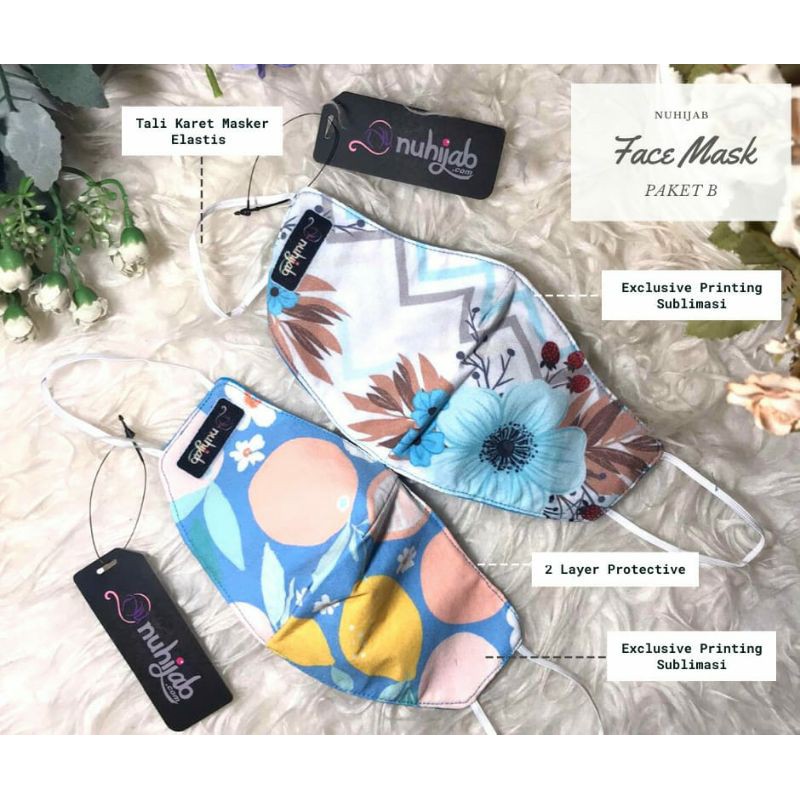 MASKER NUHIJAB MOTIF PAKET (HARGA 2 PCS MASKER)