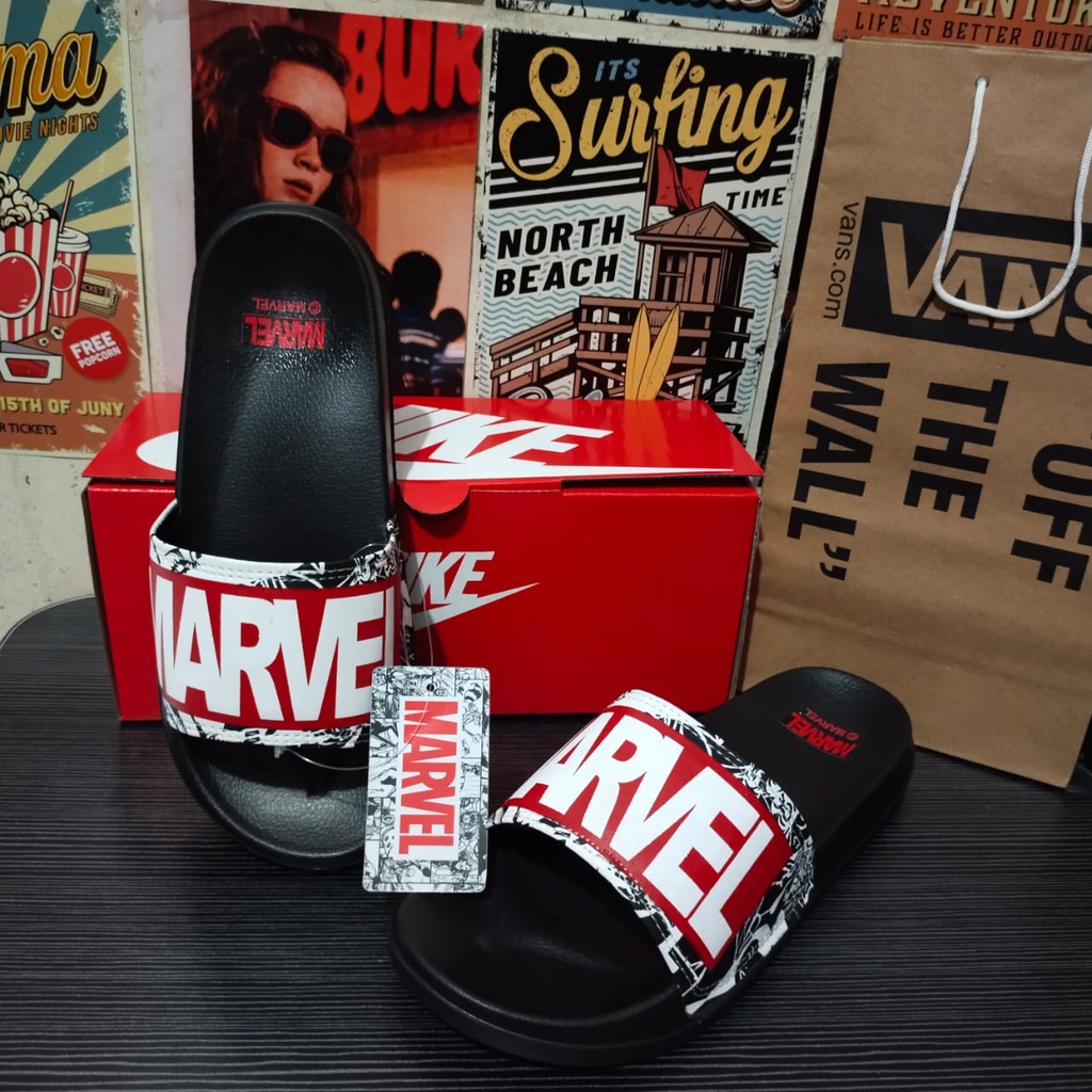 SANDAL MARVEL MERAH VANS ORIGINAL SENDAL SLIDE MURAH SANDAL KEREN WANITA PRIA TERMURAH IMPORT SANDAL EMPUK SANDAL MERAH SANDAL PALING MURAH