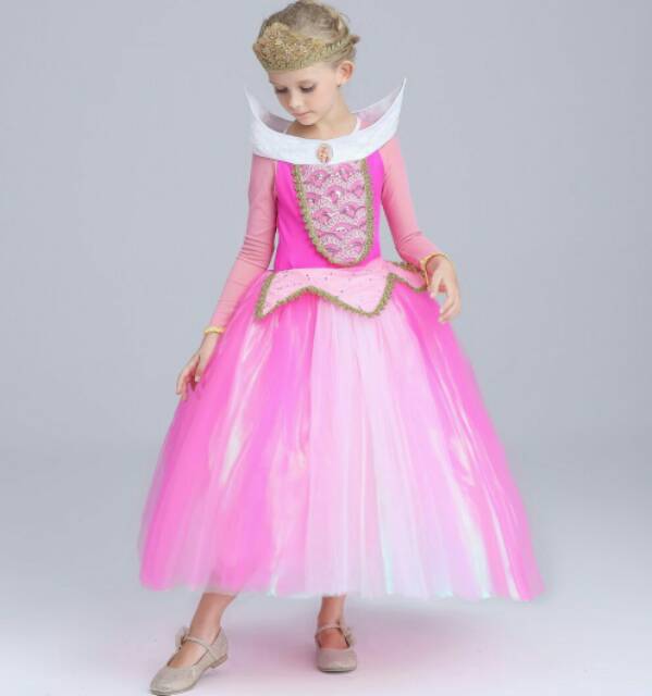 PREMIUM NEW AURORA TYPE B DRESS / gaun princess aurora / kostum halloween anak import