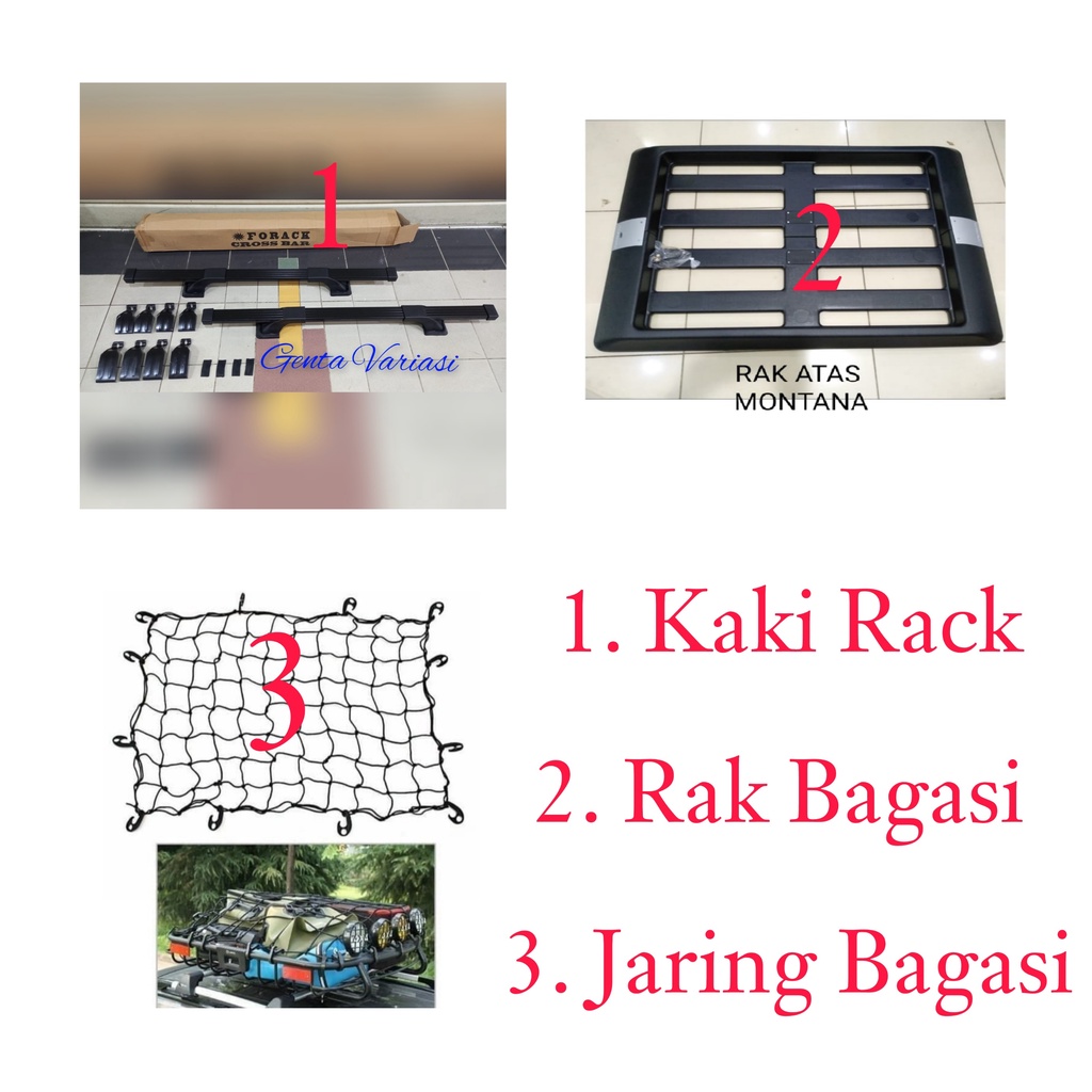 Rak Bagasi Atas Mobil Crossbar Kaki Rack Platinum 2 Jaring Rak Bagasi Atas