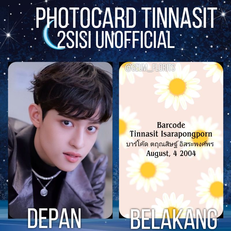 [READY STOCK] PHOTOCARD BARCODE TINNASIT KINNPORSCHE 2SISI UNOFFICIAL / PHOTOCARD THAILAND KINNPORSC