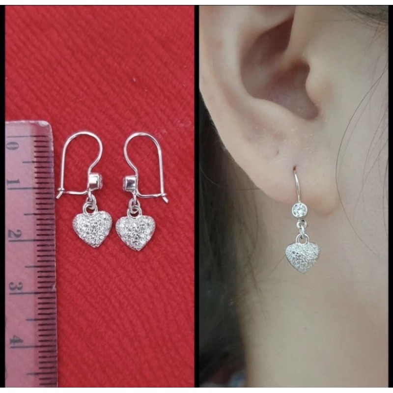Anting love anting wanita anting perak 925 lapis emas putih S289